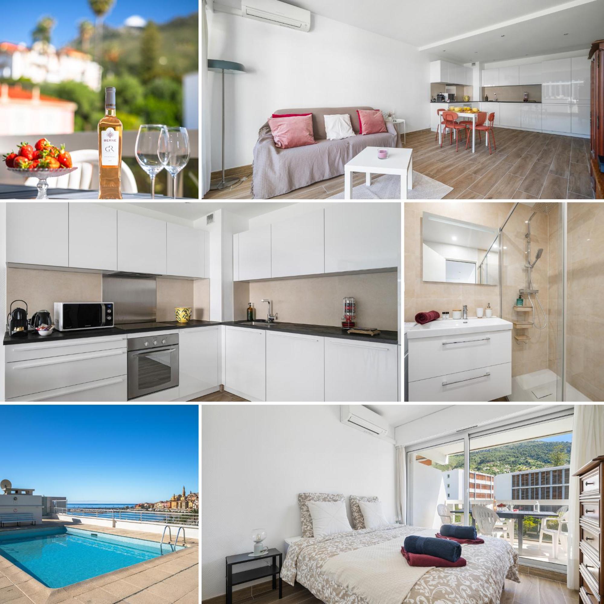 Apartament Le Rocamare - Piscine Toit Terrasse - Parking Prive - Terrasse Mentona Zewnętrze zdjęcie